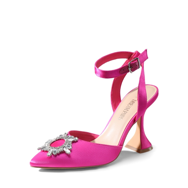 Sparkling Spool Heel Pumps - HOT PINK-SATIN -  0